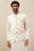 Manyavar Bright White Trellis Patterned Indo Western Set