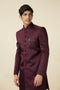 Manyavar Windsor Wine Floral Patterned Indo Western Set