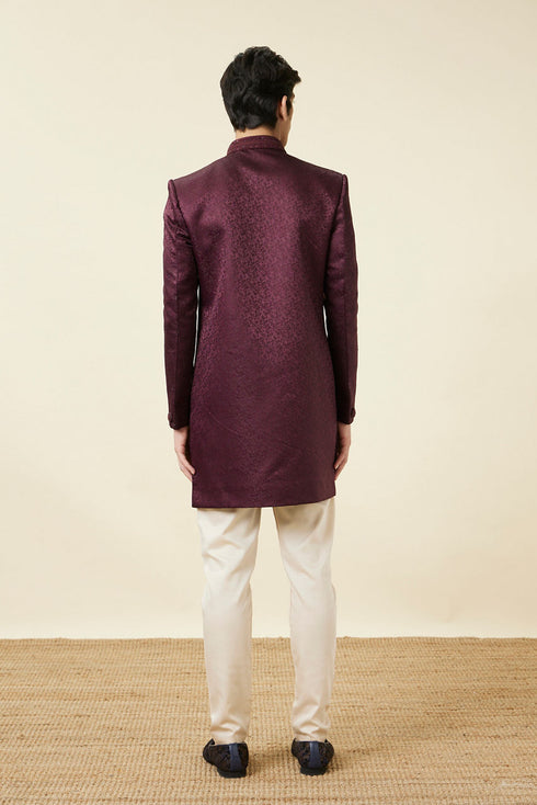 Manyavar Windsor Wine Floral Patterned Indo Western Set