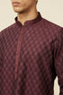 Manyavar Windsor Wine Kurta Set with Ogee Floral Prints