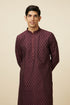 Manyavar Windsor Wine Kurta Set with Ogee Floral Prints