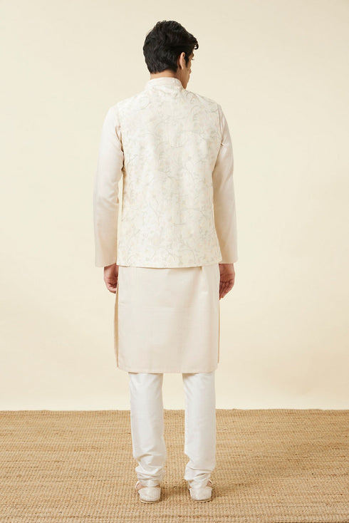 Manyavar Cannoli Cream Bel Buti Patterned Jacket