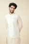 Manyavar Off White Diamond Self Embroidered Jacket