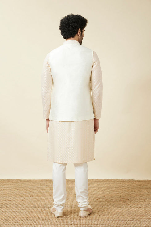 Manyavar Off White Diamond Self Embroidered Jacket