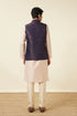 Manyavar Dark Sapphire Blue Bel Buti Patterned Waistcoat