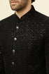 Manyavar Midnight Black Grid Patterned Sequined Suit