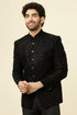 Manyavar Midnight Black Grid Patterned Sequined Suit