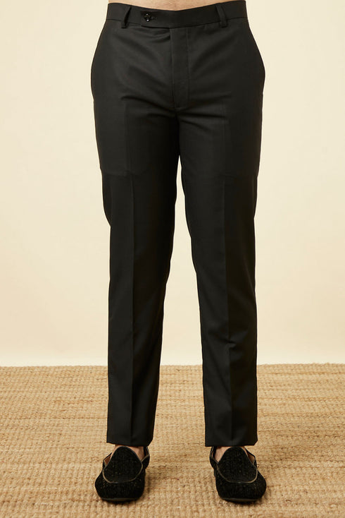 Manyavar Midnight Black Grid Patterned Sequined Suit