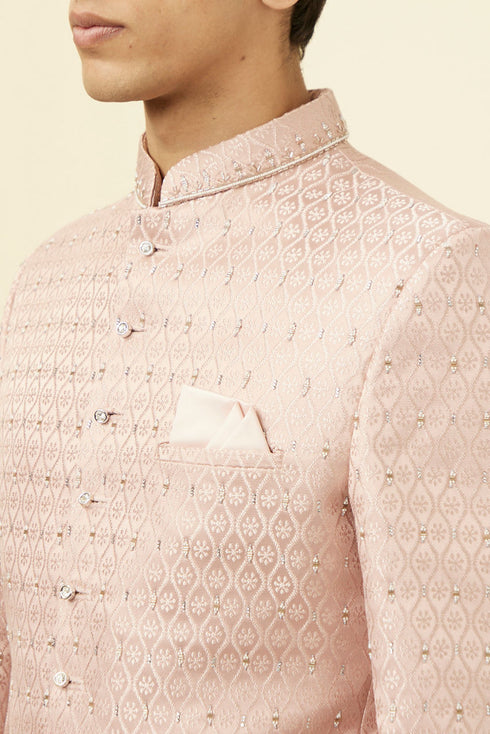 Manyavar Cream Pink Ogee Patterned Suit