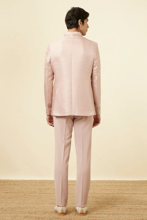 Manyavar Cream Pink Ogee Patterned Suit