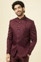 Manyavar Windsor Wine Ogee Patterned Suit