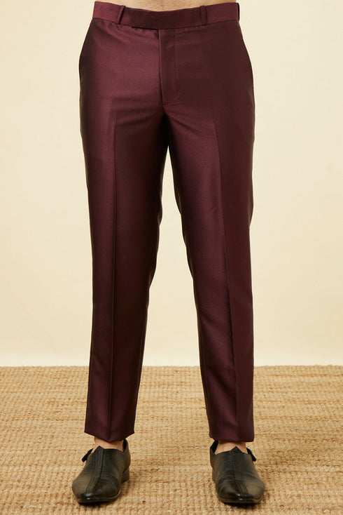 Manyavar Windsor Wine Ogee Patterned Suit