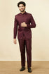 Manyavar Windsor Wine Ogee Patterned Suit