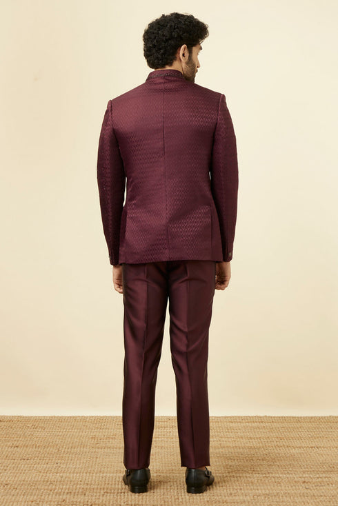 Manyavar Windsor Wine Ogee Patterned Suit