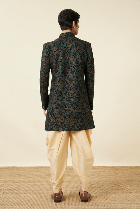 Manyavar Emerald Green Angrakha Style Indo Western Set