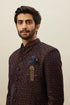 Manyavar Deep Mahogany Brown Geometric Patterned Indo Jacket