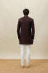 Manyavar Deep Mahogany Brown Geometric Patterned Indo Jacket