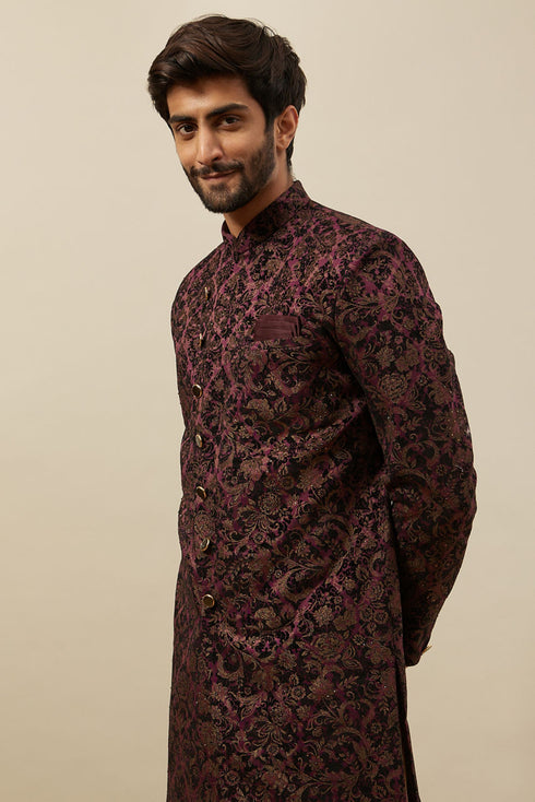 Manyavar Windsor Wine Angrakha Style Indo Western Set