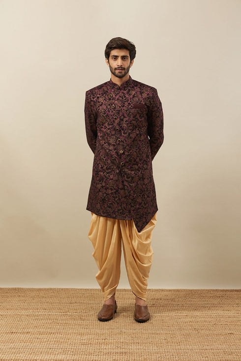 Manyavar Windsor Wine Angrakha Style Indo Western Set