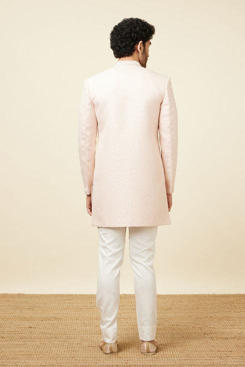 Manyavar Soft Pink Medallion Patterned Indo Western Set