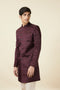 Manyavar Mauve Wine Botanical Printed Indo Western Set