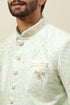 Manyavar Mint Julep Green Floral Patterned Indo Western Set