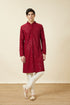 Manyavar Chilli Pepper Red Floral Chikankari Embroidered Kurta Set