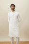 Manyavar Bright White Floral Chikankari Kurta Set