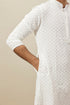 Manyavar Bright White Floral Chikankari Kurta Set