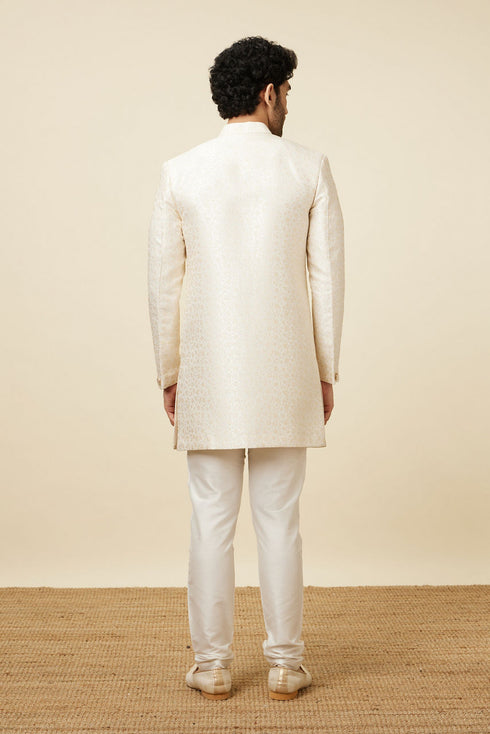 Manyavar Cloud Cream Floral Patterned Indo Western Set