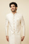Manyavar Cloud Cream Floral Patterned Indo Western Set