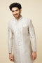 Manyavar Light Lilac Floral Patterned Indo Western Jacket