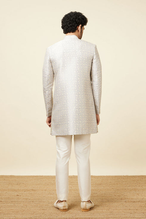 Manyavar Light Lilac Floral Patterned Indo Western Jacket