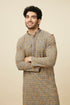 Manyavar Estate Blue Diamond Chikankari Patterned Kurta Set