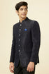 Manyavar Maritime Blue Botanical Patterned Suit
