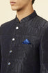 Manyavar Maritime Blue Botanical Patterned Suit