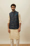 Manyavar Crystal Teal Blue Abstract Patterned Jacket