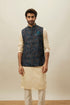 Manyavar Crystal Teal Blue Abstract Patterned Jacket