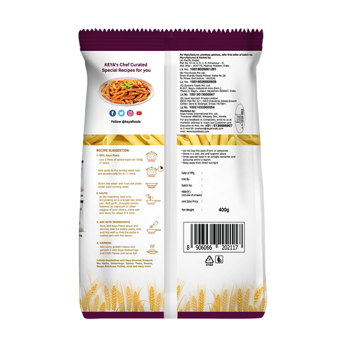 Keyafoods Keya 100 Durum Wheat Penne Pasta