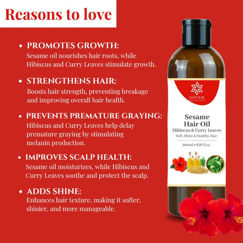 Natuur Sesame hair oil Hibiscus and Curry leaves 200ml