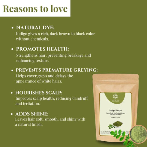 Natuur Indigo Powder Natural hair Dye for dark brown & shiny black hair 100gm