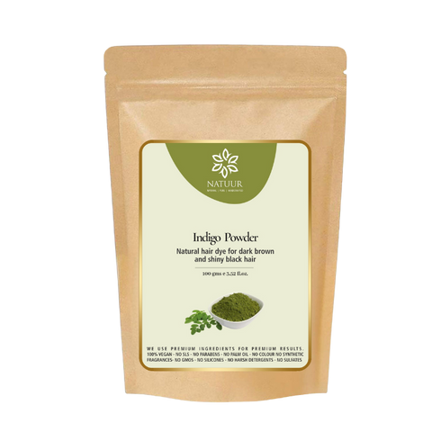 Natuur Indigo Powder Natural hair Dye for dark brown & shiny black hair 100gm