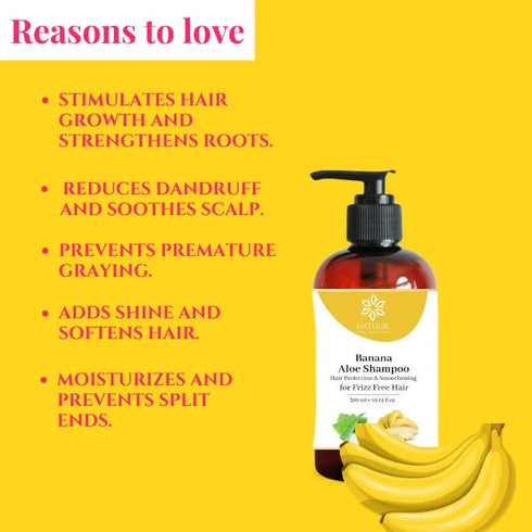 Natuur Banana Aloe Shampoo Hair Protection & Smoothening for Frizz Free Hair
