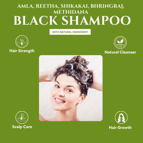 Natuur Black Shampoo Amla Reetha Shikakai Bhringraj & Methidana 500ml