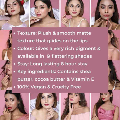 Praush 9 Praush Plush Matte Lipsticks