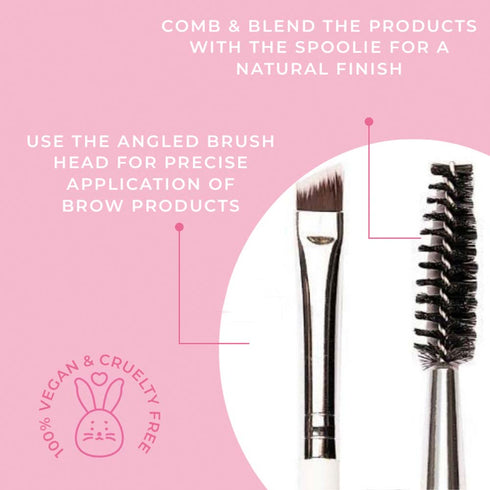 Praush P15 - Brow Spoolie & Angled Brow 2 in 1 Brush