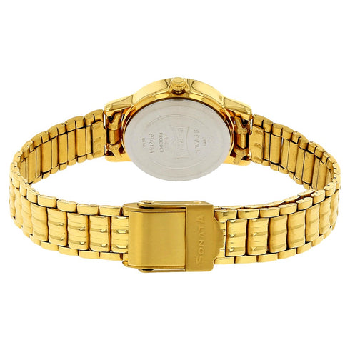 Sonata Quartz Analog Champagne Dial Stainless Steel Strap Watch for Women Style NU8976YM09W