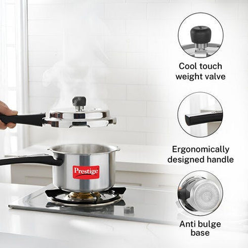 Prestige Popular Plus Svachh Virgin Aluminium Gas And Induction Compatible Pressure Cooker 2 L