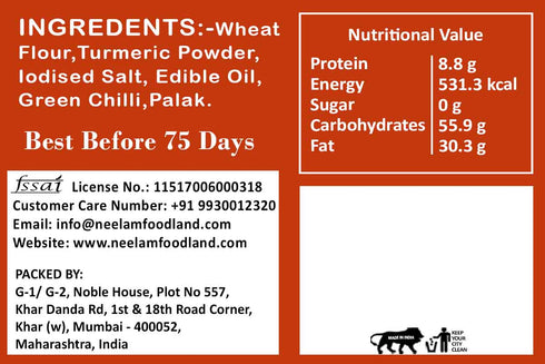 Neelam Foodland Whole Wheat Palak Bhajiya Khakhra