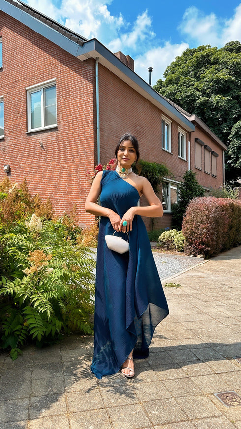 Kzari Blue Elegant Wrinkle Kurta With Pant
